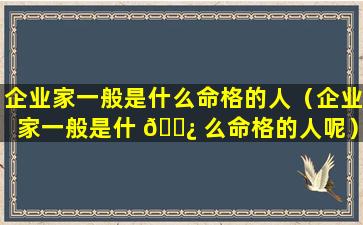 企业家一般是什么命格的人（企业家一般是什 🌿 么命格的人呢）
